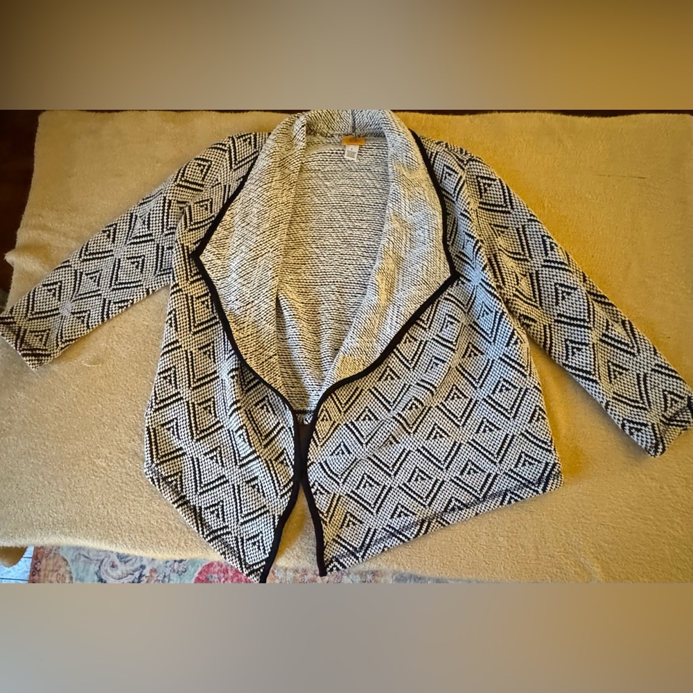 Ruby Rd. Black and White Patterned Cardigan